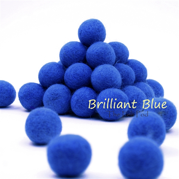 Brilliant Blue Felt Balls: 100% Wool Wet Felted Balls