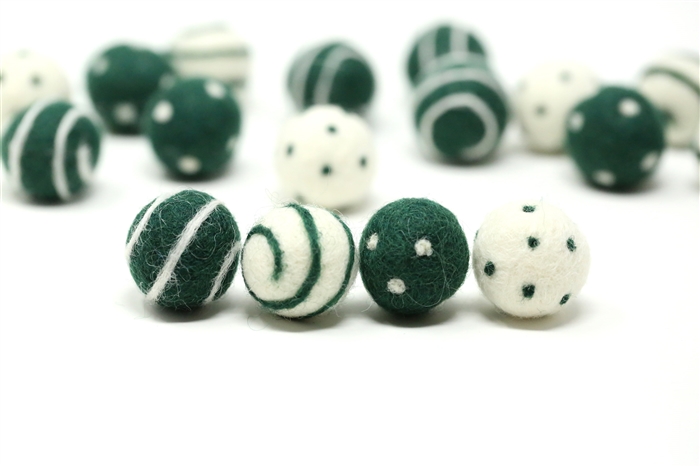 Polka Dot and Swirl Wool Felt Balls