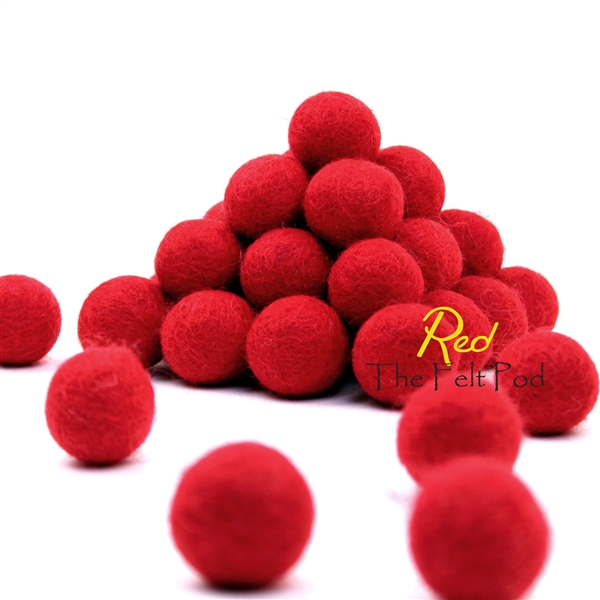 Wool Felt Balls Size, Approx. 2CM 18 20mm 25 Felt Balls Pack Color Scarlet  Red-4070 Felt Pom Poms 2CM Red Felt Balls Beads 