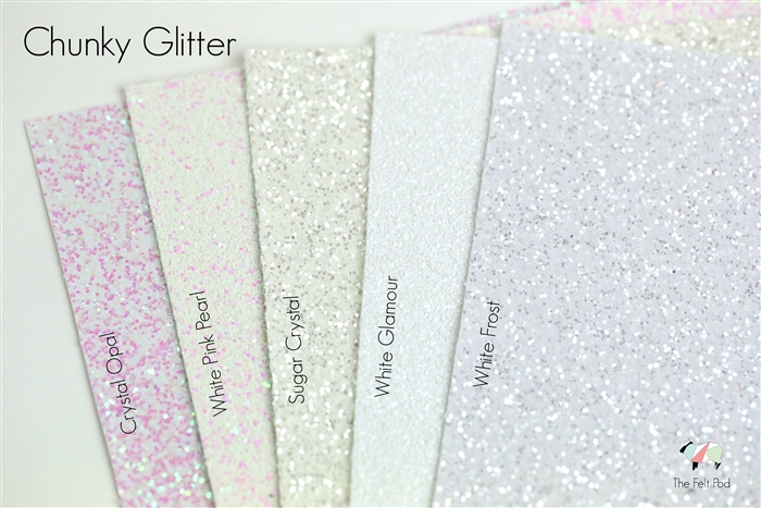 Chunky Glitter Fabric Sheets Iridescent White Ice