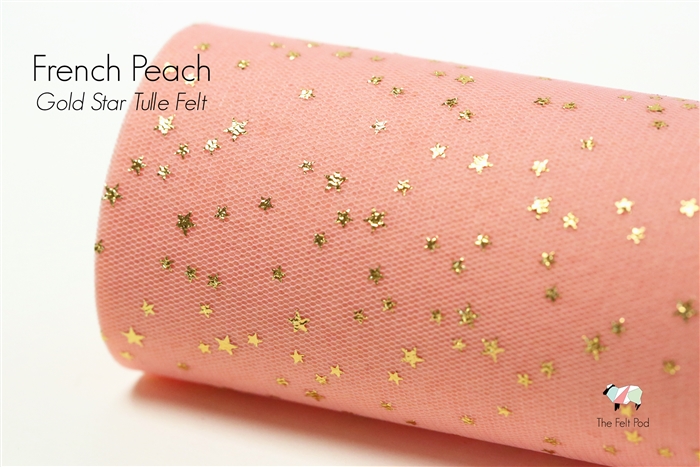 Peach Gold Star Tulle