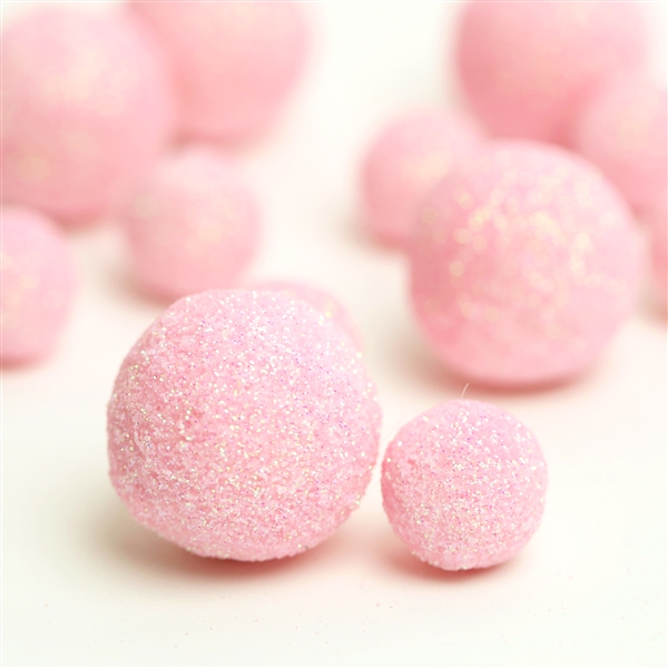 Glitter Balls, Glitter Felt Balls, Wool Felt Balls, Pastel Pink Glitter ...