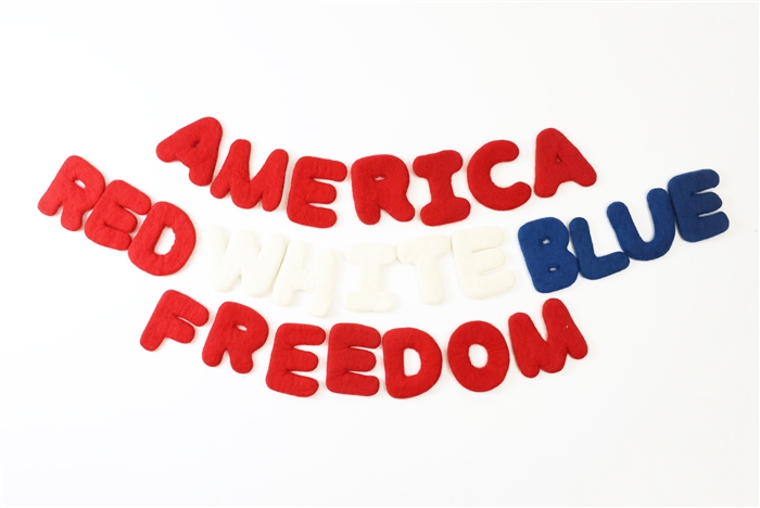 felt letters, felted letters, felt letters AMERICA, 4th of July Garland,  Independence Garland