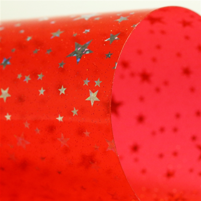 Red PVC, Transparent Vinyl, Clear Vinyl, Transparent PVC, holographic Star  PVC, Holographic Star Vinyl, Red Jelly Roll