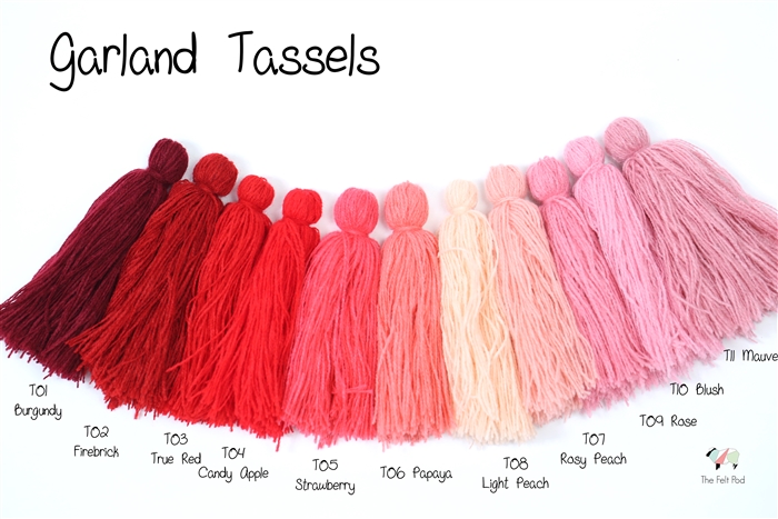 Tassels (3.25 inch) on a 26 inch Rope Cord, Red, 12 Ropes-TS
