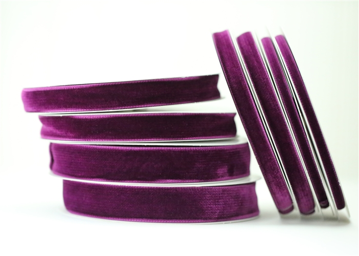 Plum Purple Velvet Ribbon - 3/4 inch - 1 Yard