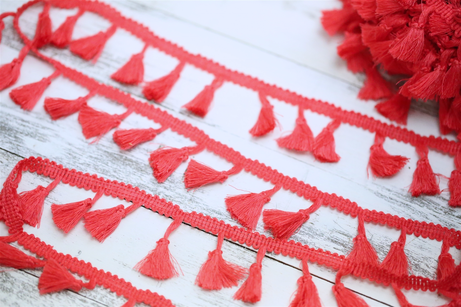 Bright Red Tassel Trim By the Yard Colorful & Decorative Fringe Trim