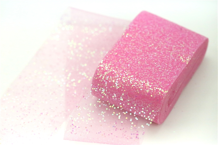 Pink Iridescent Glitter tulle